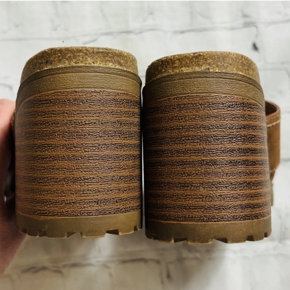 Jellypop Womens Size 8M Lagoon Lug Slide Sandals Chunky Heel Y2K Tan - Picture 8 of 10